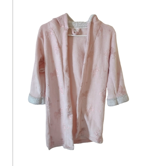 Girls pink hooded unicorn robe - Picture 1 of 2